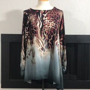 ISABEL High Low Round Neck Tiger Print Tunic